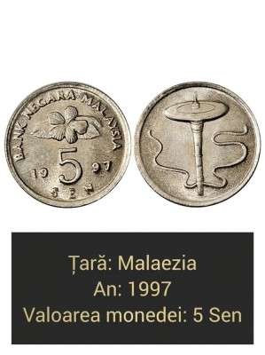 D3 / MALAEZIA 5 cent 1997 UNC foto
