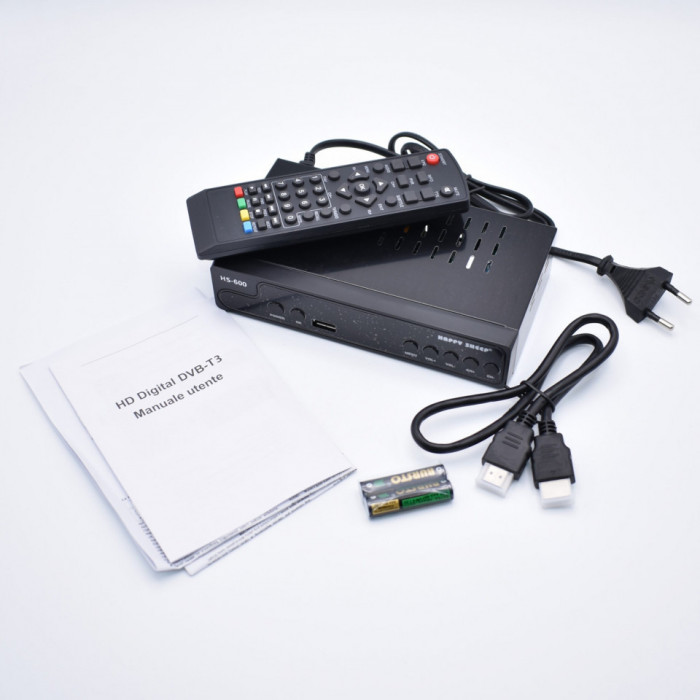 Receptor tuner digital terestru decodor TV cu telecomanda DVB-T3 H.265 HEVC