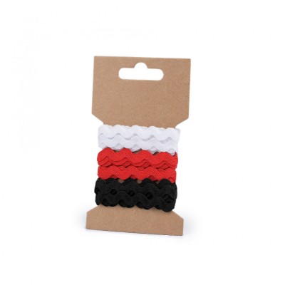 Set 3 culori benzi zig-zag latime 5 mm, Alb, rosu, negru foto