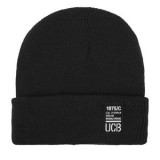 Caciula tricotata neagra cu captuseala fleece si patch tesut pentru barbati, CMCLASS