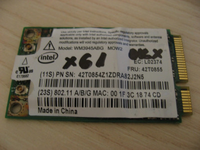 Placa wireless laptop Lenovo ThinkPad X61, Intel WM3945ABG MOW2, 42T0855, L02374 foto