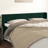vidaXL Tăblie de pat cu aripioare verde &icirc;nchis 163x16x78/88 cm catifea 3118965