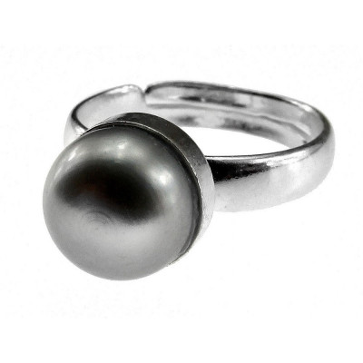 Inel argint reglabil cu perla de cultura gri 8 MM foto