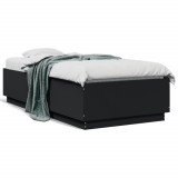 VidaXL Cadru de pat, negru, 90x190 cm, lemn prelucrat