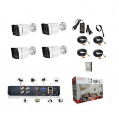 Kit 4 camere supraveghere AHD Full HD 1080p, IR 30m, Exterior + DVR 4 canale + Cablu + Sursa + Splitter + HDD 1TB foto