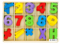 Joc Educativ de Matematica cu Cifre si Semne din Lemn + Cutie Lemn foto