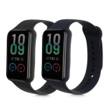Set 2 curele kwmobile pentru Amazfit Band 7, Silicon, Negru/Albastru, 60111.01