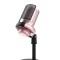 Microfon RGB condensator gaming/streaming, reducere zgomot fundal, cardioid, filtru pop, tripod stand, compatibil Windows, Ios, Android, roz