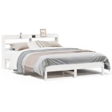 Cumpara ieftin Cadru de pat fara saltea, alb, 160x200 cm, lemn masiv pin