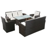 VidaXL Set mobilier de grădină cu perne, 5 piese, maro, poliratan