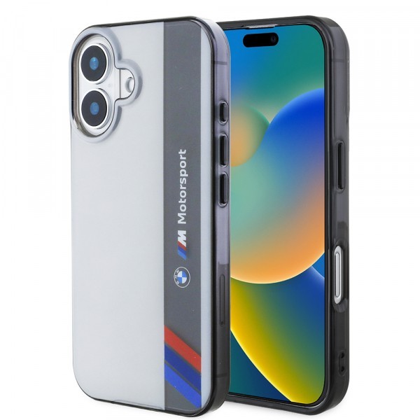 Husa pentru Apple iPhone 16 Plus, BMW, Motorsport IML Vertical Stripe, Gri