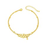 Cumpara ieftin Bratara dubla de glezna placata cu aur cu detalii hexagonale