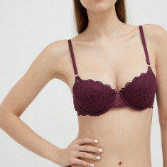 Dkny sutien culoarea violet, dantela, neted