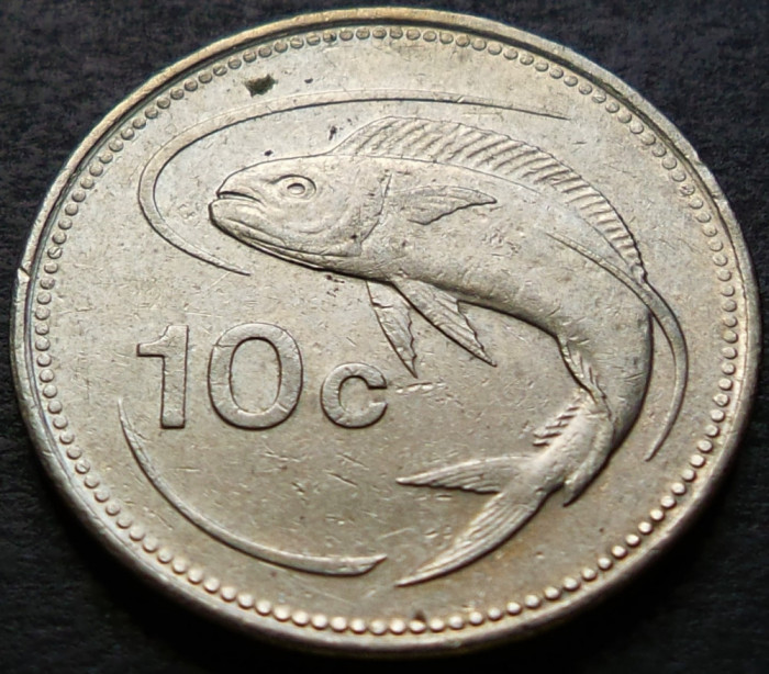 Moneda exotica 10 CENTI - MALTA, anul 1986 * cod 2829