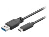 Cablu USB 3.0 USB-A la USB-C 2m Negru, Goobay