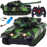Tanc RC mare cu telecomandă &ndash; joc militar realist cu sunet și lumină