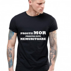 Tricou Negru Barbati - Prostii mor, prostia e nemuritoare - XL