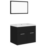 Cumpara ieftin Set mobilier de baie, negru, lemn prelucrat