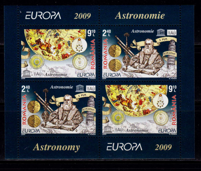 RO 2008 LP 1832 b &quot; Europa 2009 - Astronomie &quot; ,colita nr. 445 II , MNH