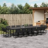 VidaXL Set mobilier de grădină, 17 piese, cu perne, negru, textilenă 3295082
