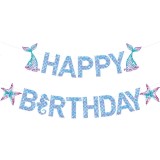 Banner Happy Birthday Sirena, Cyrax, Colectia Mermaid, 17 Piese, Multicolor