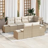 VidaXL Set de canapele pentru grădină 7 pcs Bej și crem Rattan poli