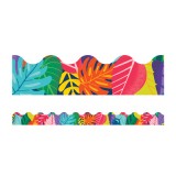 One World Colorful Leaves Scalloped Borders