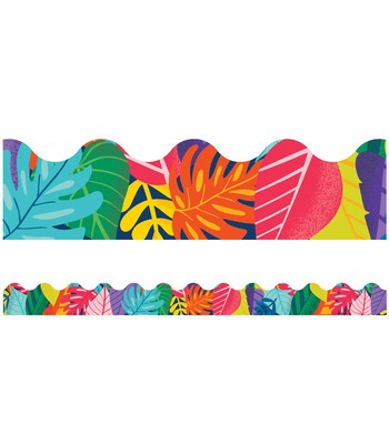 One World Colorful Leaves Scalloped Borders foto