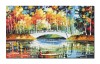 Tablou pictat manual, Podul indragostilor, 100x60cm ulei pe panza in cutit efect 3D, Spectaculos