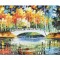 Tablou pictat manual, Podul indragostilor, 100x60cm ulei pe panza in cutit efect 3D, Spectaculos
