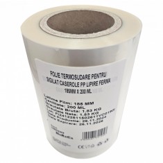 Folie termosudare pentru sigilat caserole PP, lipire ferma 185MM X 200 ML