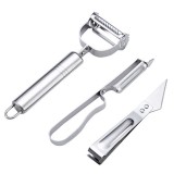 Cumpara ieftin Set 3 ustensile argintii pentru curatat si decojit fructe si legume