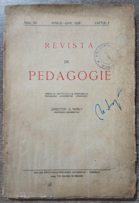 Revista de pedagogie// aprilie-iunie 1938