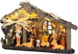 Betlehem decorativ de Craciun MagicHome cu 15 LED, polyresin, 31 cm