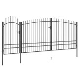 Poartă gard pentru grădină cu v&acirc;rf suliță, negru 5 x 2,45 m