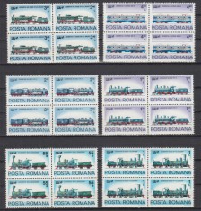ROMANIA 1979 LP 1000 EXPOZITIA INTERNATIONALA TRANSPORTURI HAMBURG BLOCURI DE 4 TIMBRE MNH