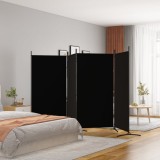 VidaXL Paravan de cameră cu 4 panouri, negru, 346x180 cm, textil