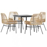 Cumpara ieftin Set mobilier de gradina cu perne 5 piese maro sticla polirattan