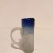 Vaza mica / pahar de sticla transparenta cu bule de aer si margine albastru-cobalt, 10cm inaltime