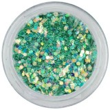 Hexagon verde-turcoaz, 1mm - efect holografic, INGINAILS