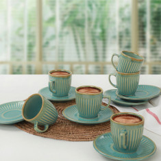 Set cesti de cafea, Keramika, 275KRM1651, Ceramica, Verde