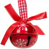Ornament Brad Crăciun, Metalic, Clopoțel, Roșu, 4cm, Oem