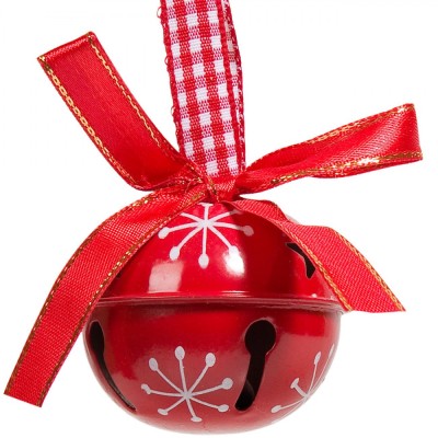 Ornament Brad Crăciun, Metalic, Clopoțel, Roșu, 4cm foto