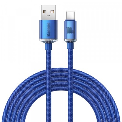 Cablu Date si Incarcare USB-A - USB-C Baseus Crystal Shine Series, 100W, 2m, Albastru CAJY000503 foto