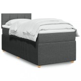 VidaXL Pat box spring cu saltea, gri &icirc;nchis, 80x200 cm, textil 3287284