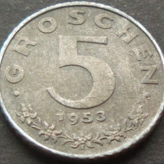 Moneda istorica 5 GROSCHEN - AUSTRIA, anul 1953 *cod 2329 B