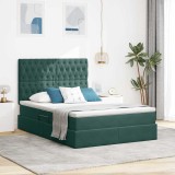 Cumpara ieftin Pat cu LED si saltea Verde inchis 140 x 200 cm Catifea