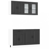 Cumpara ieftin Set dulap de bucatarie 4 piese &bdquo;Kalmar&rdquo; lemn negru prelucrat