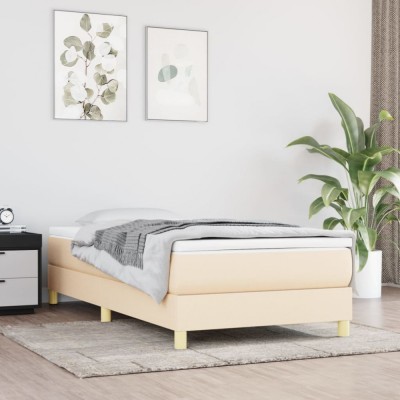 vidaXL Cadru de pat box spring, crem, 80x200 cm, textil foto