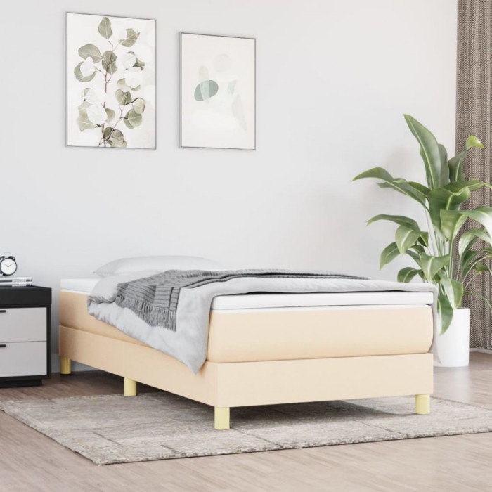 vidaXL Cadru de pat box spring, crem, 80x200 cm, textil